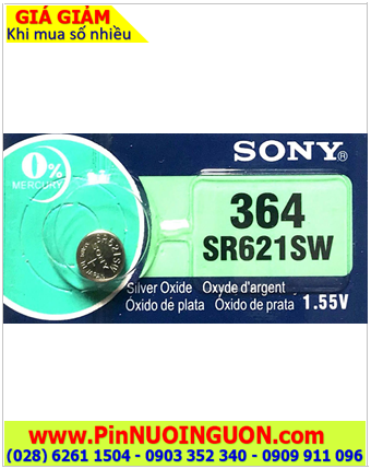 Sony SR621SW _Pin 364; Pin đồng hồ 1.55v Silver Oxide Sony SR621SW _Pin 364 (Made in Indonesia)